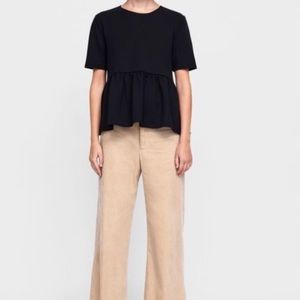 Zara short-Sleeve Black Peplum Top